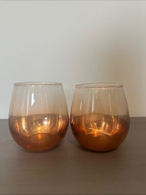 Amber Ombre Stemless Wine Glasses - Set of 2